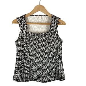Postmark Anthropologie Black White Square Neck Sleeveless Top Size M Medium